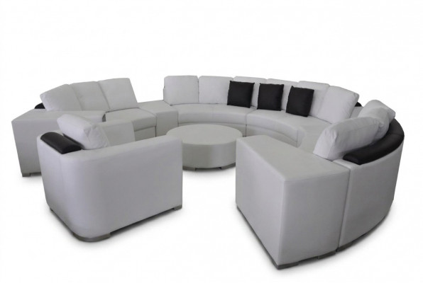 Ronde bank bank bekleding XXL Big Ronde bank woonlandschap fauteuil poef + USB
