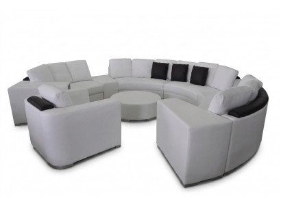 Ronde bank bank bekleding XXL Big Ronde bank woonlandschap fauteuil poef + USB