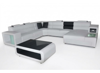 Ontwerp Leren Bekleding Hoekleren Bank USB Bekleding Hoek Woonlandschap Kamer