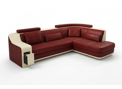 Hoekbank Lederen Textiel Bank met USB-bekleding Woonlandschap L Garnituur Zitting Isching