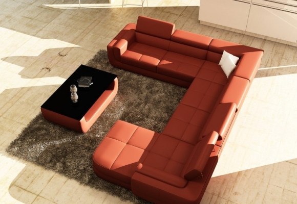 Designersofa Zitkussen Hoek Leren Bankstel Woonlandschap Bank Met USB Kussen Nieuw