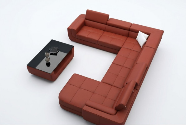Zitbank leren bankstel bank + USB woonlandschap U-vorm XXL Big Orange bank hoekbank