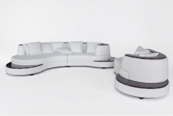 Luxe ronde hoekleren hoekbank Landschap bekleding XXL ronde bank USB