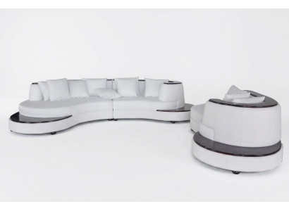 Luxe ronde hoekleren hoekbank Landschap bekleding XXL ronde bank USB