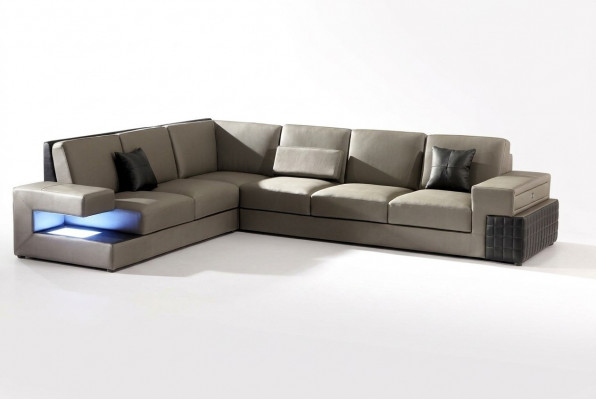 Moderne hoekbank + USB gestoffeerde zitbank leren design bankstel woonlandschap nieuw