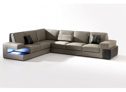 Moderne hoekbank + USB gestoffeerde zitbank leren design bankstel woonlandschap nieuw