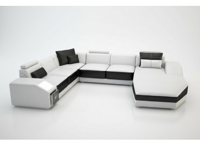 Woonlandschap hoekbank design bank met USB-bekleding zithoek U-vorm wit PHM110