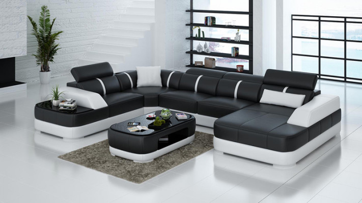 Ontwerp Hoekbank Zitbank Lederen Bekleding Hoekbank Woonlandschap Bank met USB