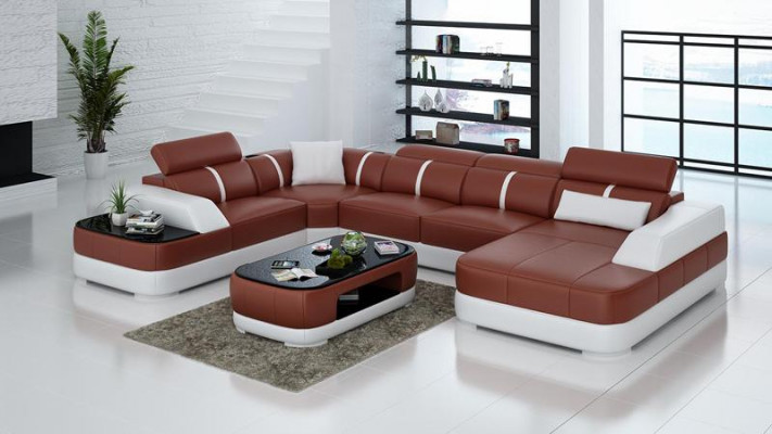 Ontwerp Hoekbank Zitbank Lederen Bekleding Hoekbank Woonlandschap Bank met USB