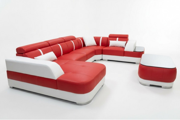 Ontwerp Hoekbank Zitbank Lederen Bekleding Hoekbank Woonlandschap Bank met USB