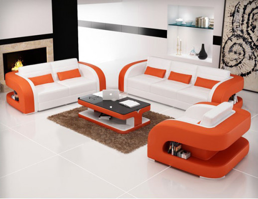 Sofa set Leren bank USB bank Bank Bank Woonlandschap Sets 3+2+1 Nieuw.