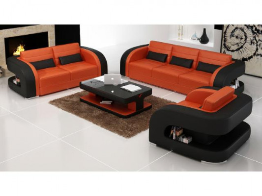 Sofa set Leren bank USB bank Bank Bank Woonlandschap Sets 3+2+1 Nieuw.