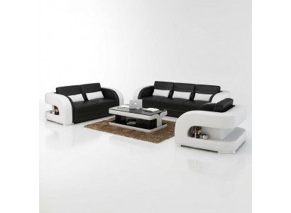 Sofa set Leren bank USB bank Bank Bank Woonlandschap Sets 3+2+1 Nieuw.
