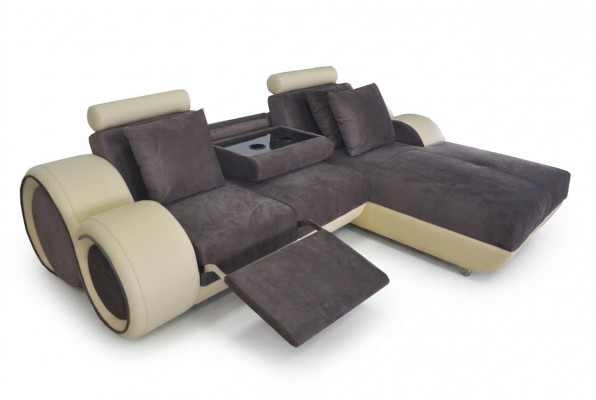 Hoekbank design gestoffeerd leder hoekbank hoekbank bank woonlandschap met USB