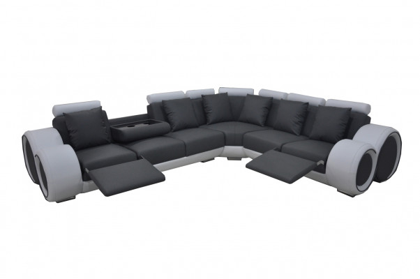 Ontwerp lederen bekleding XXL zitkamerbank met USB-ontwerp hoekbankstellen nieuwe bankstellen