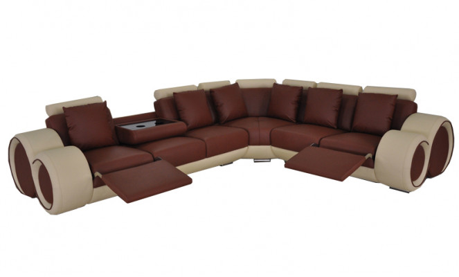 Ontwerp lederen bekleding XXL zitkamerbank met USB-ontwerp hoekbankstellen nieuwe bankstellen