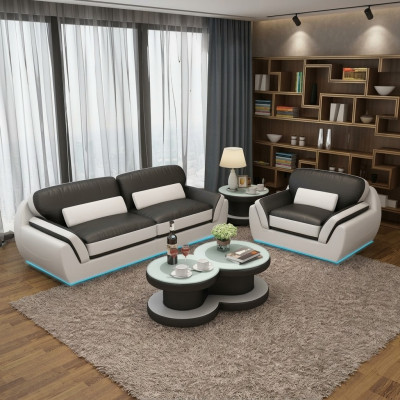 Leren bank met USB bankstel 3+1 zits bankstel Design Modern Nieuw Bankstel G8038D