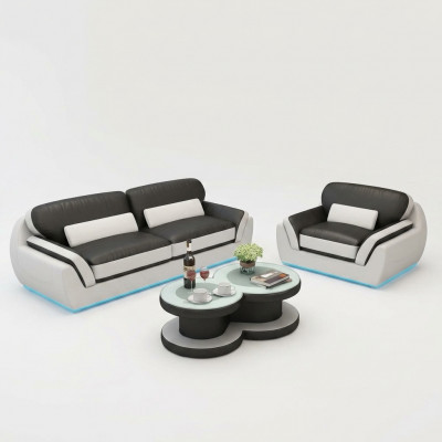 Leren bank met USB bankstel 3+1 zits bankstel Design Modern Nieuw Bankstel G8038D