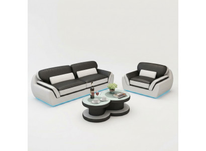 Leren bank met USB bankstel 3+1 zits bankstel Design Modern Nieuw Bankstel G8038D