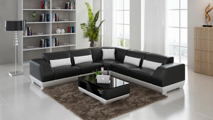 Leren bankstel met USB woonlandschap hoekbank hoekstel modern design bankstel G8024B