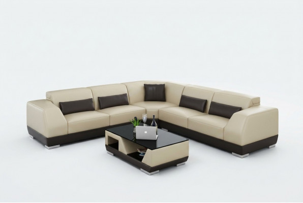 Leren bankstel met USB woonlandschap hoekbank hoekstel modern design bankstel G8024B