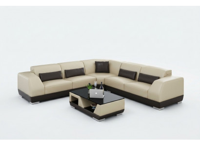 Leren bankstel met USB woonlandschap hoekbank hoekstel modern design bankstel G8024B