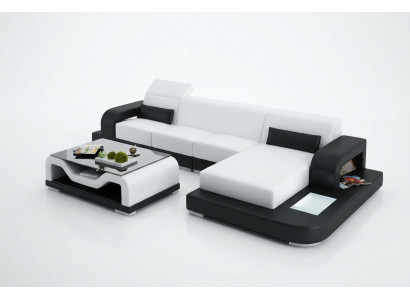 Leren bankstel met USB woonlandschap hoekbank hoekstel bank ontwerp bank G8006C.