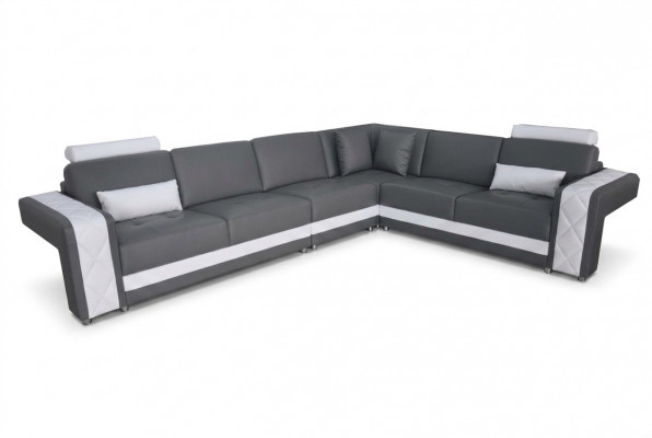 Leren bankstel met USB woonlandschap hoekbankset Modern design L-vormige bankmodel L6010B.