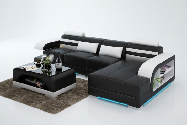 Leren bankstel met USB woonlandschap hoekbank hoekmeubel ontwerp modern bankstel G8033C