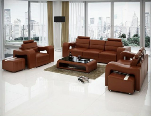 Ontwerper leren bankstel, bankstel met USB, bank, zitkussen set 3+2+1 sets