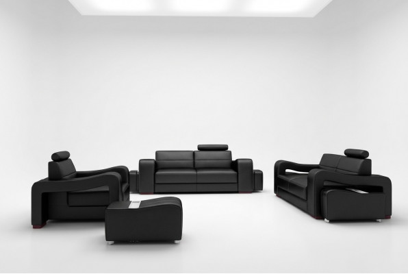 Ontwerper leren bankstel, bankstel met USB, bank, zitkussen set 3+2+1 sets
