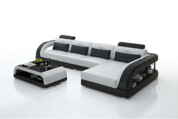 Leren bank USB woonlandschap hoekbank hoek set ontwerp Modern Sofa G8012C Nieuw