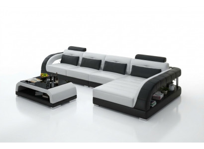 Leren bank USB woonlandschap hoekbank hoek set ontwerp Modern Sofa G8012C Nieuw