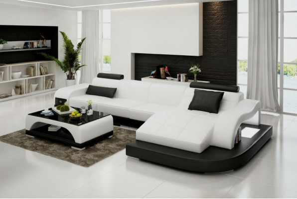Leren bankstel met USB woonlandschap hoekbank hoek meubilair Design Modern Sofa G8009D