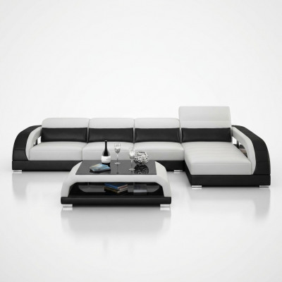 Leren bankstel met USB, woonlandschap hoekbank hoekstel modern design bank G8016C.