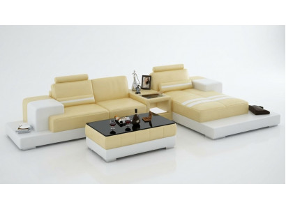 Leren bankstel met USB woonlandschap hoekbank hoekstel design bank bank L6004D
