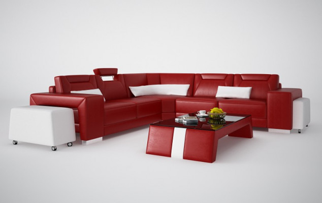 Leren bank met USB woongebied hoekbank hoekstel ontwerp moderne bank F3011B