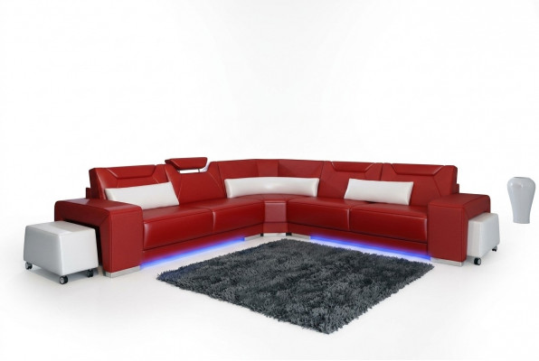 Leren bank met USB woongebied hoekbank hoekstel ontwerp moderne bank F3011B