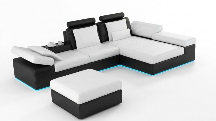 Leren bankstel bank met USB woonlandschap hoekbank set ontwerp Modern Sofa K5014C