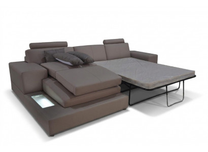Leren bank woonlandschap set ontwerp modern bankstel met USB, slaapbanken