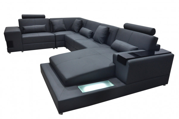 Leren bankstel bank woonlandschap hoekstel modern design bankstel u-vorm met USB
