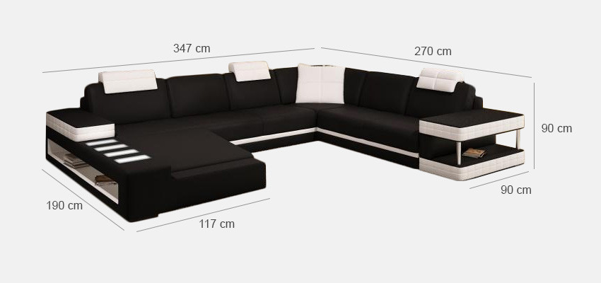 Ontwerper leren bekleding hoekbank met USB-bekleding hoeklandschap kamer Big Leather