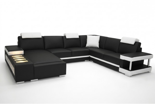 Ontwerper leren bekleding hoekbank met USB-bekleding hoeklandschap kamer Big Leather