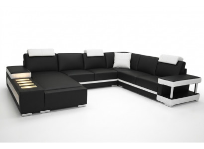 Ontwerper leren bekleding hoekbank met USB-bekleding hoeklandschap kamer Big Leather