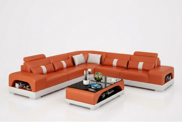Moderne hoekbank hoekbank L-vormig XXL bankstel met USB Nieuw