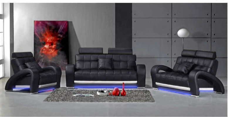 Leren bankstel met USB woonlandschap 3+2+1 zits set modern design bankstel B2023