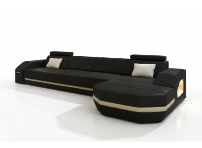 Leren bankstel met USB woonlandschap hoekbank zithoek modern designbank C4011C