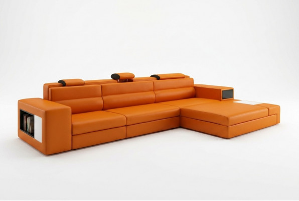 Leren bankstel met USB woonlandschap hoekbank hoekstel modern design bank B2006B