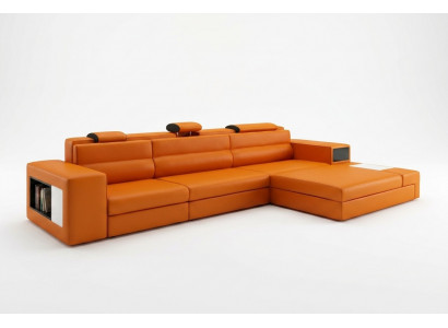 Leren bankstel met USB woonlandschap hoekbank hoekstel modern design bank B2006B