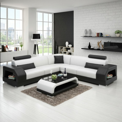 Leren bankstel met USB woonlandschap hoekbank hoekbankset modern design Moderne bank G8001B